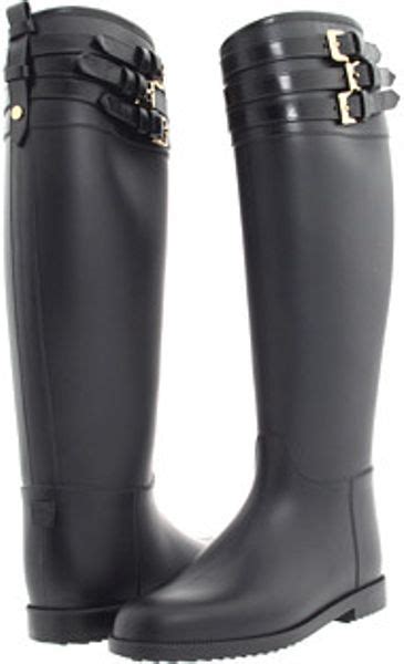 burberry equestrian rain boot with leather belts